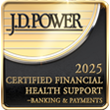 J.D. Power badge for 2025 Certified Financial Health Support – Banking & Payments