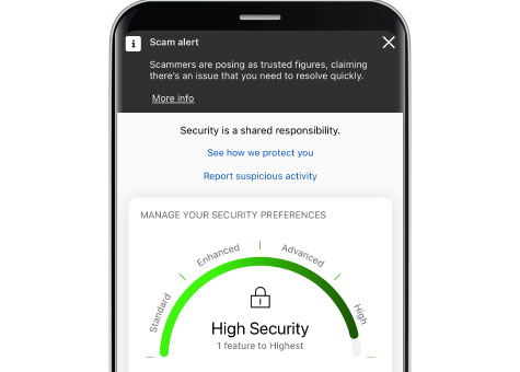 A phone showing the security meter with a high level of security.