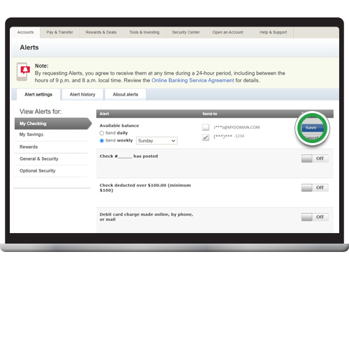 How to set account activity alerts with Online Banking | Bank of America