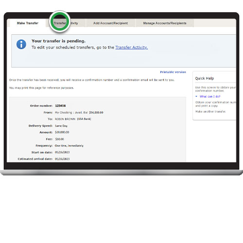 Online wire transfer hotsell