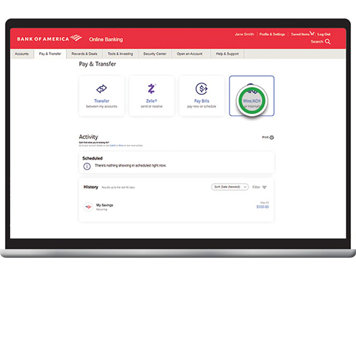 How to do a Domestic Wire Transfer with Online Banking Bank of America