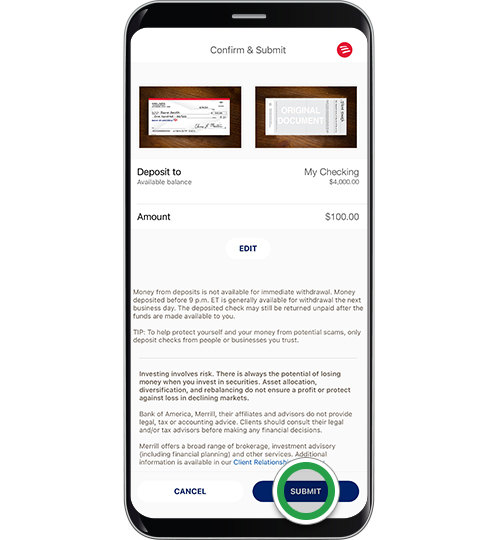 How to deposit a check with the Mobile Banking App | Bank of America