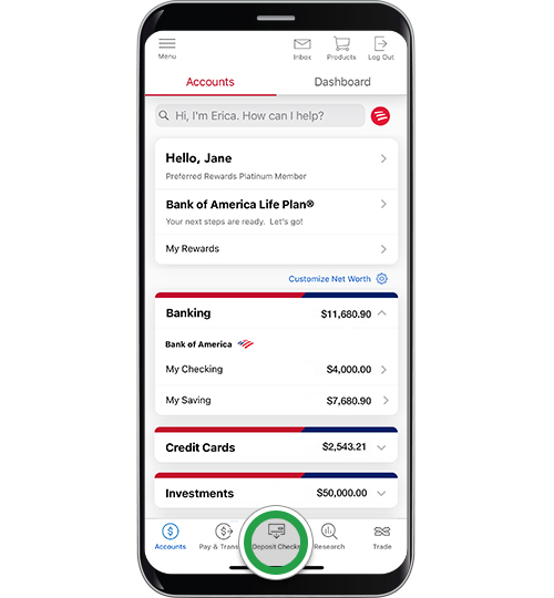 How to deposit a check with the Mobile Banking App | Bank of America
