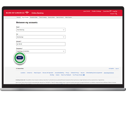 Bank of america money transfer discount