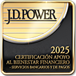 Insignia de certificación de J.D. Power por apoyo al bienestar financiero 2025: servicios bancarios y pagos